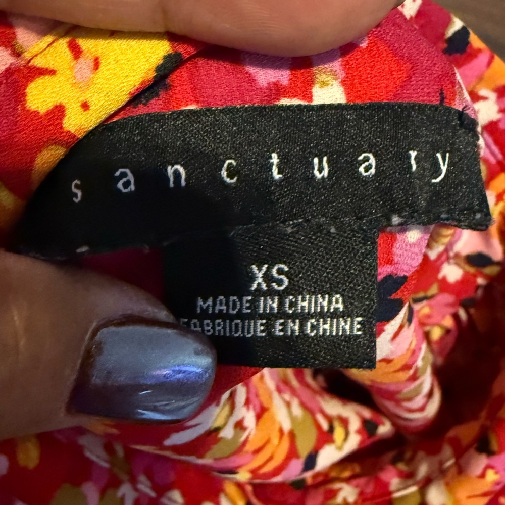 Sanctuary Floral Blouse - Red, Pink, and Yellow  EUC size Ex small - Picture 5 of 5